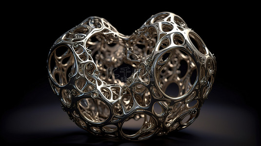 科技标志背景图片_3D 渲染的金属复杂结构