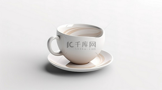 陶瓷马克背景图片_带有空咖啡杯的白色背景的 3D 渲染
