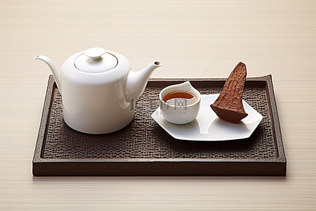 osaka mágino 茶壶 茶壶和烤饼在白色垫子上