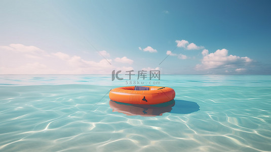 夏书背景图片_暑假氛围充气床垫书球和沙滩上的救生圈