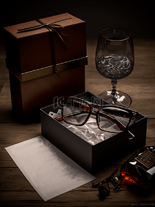 父亲节眼镜礼物盒背景