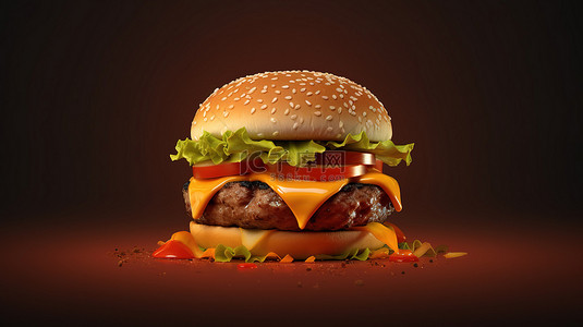 卡通汉堡背景图片_美味汉堡包的 3d 模型
