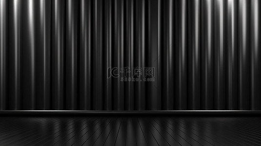 垂直条纹金属黑色背景的 3d 渲染