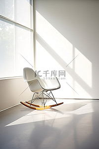 摇椅坐在瓷砖地板上白色
