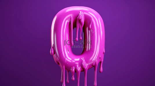 字母q设计背景图片_紫色滴水粘液中万圣节字母 q 的 3d 渲染