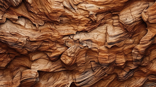 3d 渲染中棕色木树皮的背景
