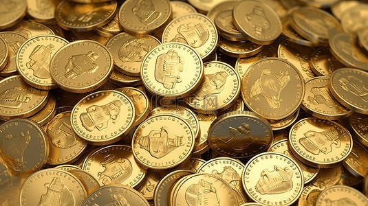 货币图案背景图片_现实设计中带美元符号的 3D 金币无缝图案