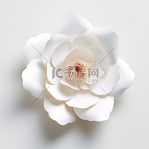 表白玫瑰背景图片_平坦表面上的白色纸花