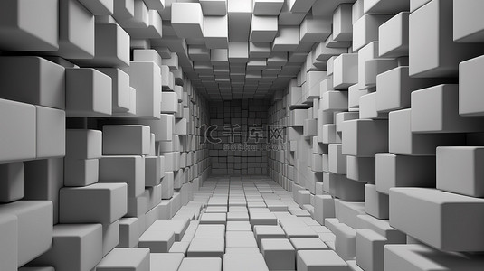 简约主页背景图片_灰色色调的时尚几何隧道简约 3D 渲染