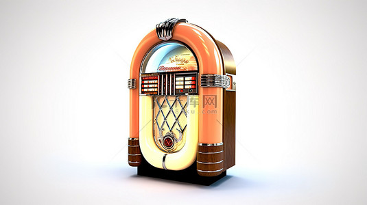 经典点唱机收音机的复古 3D 渲染