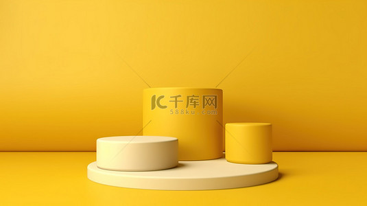 抽象广告背景背景图片_浅黄色3D产品展示台广告抽象不对称背景摄影