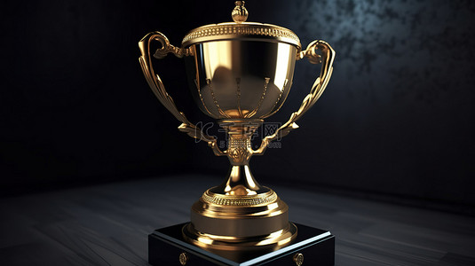 冠军手绘背景图片_具有奖励功能的 3D 渲染概念奖杯插图