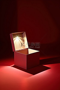 打开的魔法盒背景图片_红色背景中透过小珠宝盒的光线