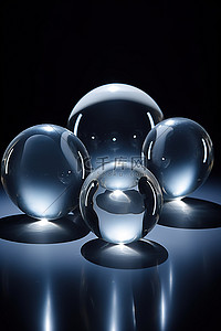这六个透明的圆形玻璃圆顶设置在深色表面上