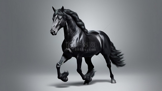 奔马背景图片_令人惊叹的 3D 呈现黑马美女