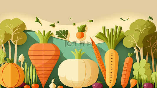 蔬菜黄绿色营养可口美味边框背景