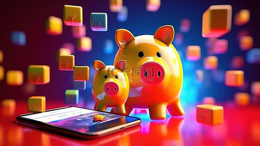 微信转账背景图片_彻底改变金融交易，探索在智能手机和存钱罐之间在线转账的 3D 方法