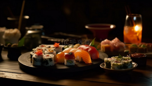 食物日本背景图片_寿司食物餐桌日式背景