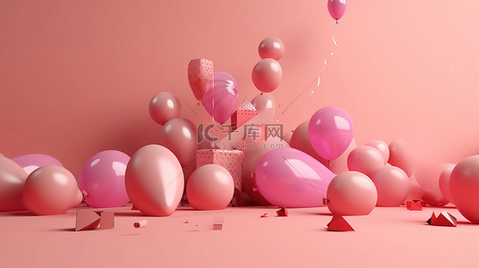 3d 渲染浅粉色背景庆祝 12 周年成功