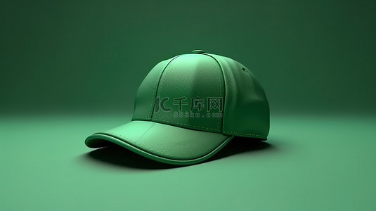帽子绿色背景图片_绿色棒球帽的 3d 渲染