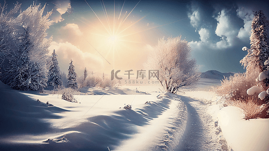 寒冬背景图片_冬季雪景云朵背景