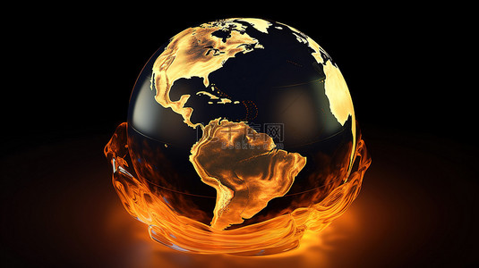 NASA 3D 渲染原油流环绕地球，是美国石油工业的象征