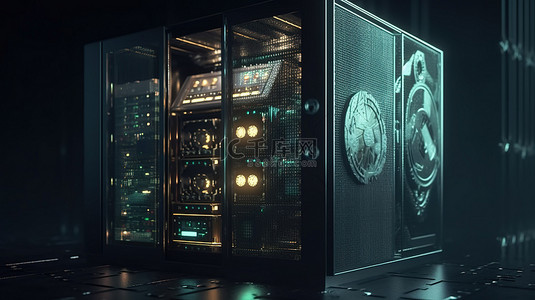 3D 渲染中的加密货币安全系统概念