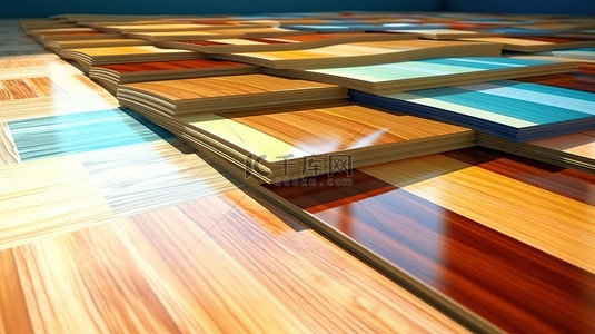 用乙烯基地板覆盖物改造您的家，安装装饰性层压瓷砖桩 3D 插图