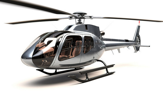 带有孤立灰色直升机的白色背景的 3D 插图