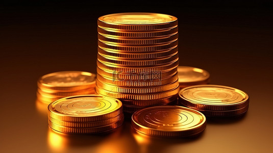 一堆钞票背景图片_一堆高耸的空心金币的 3D 渲染