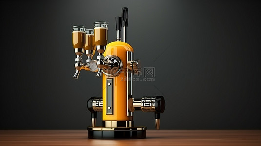 鎳背景图片_带泵手柄和分配器设备的酒吧生啤酒塔的真实 3D 插图