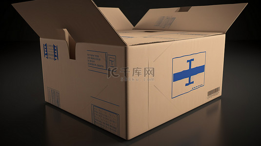 希腊制造的纸板箱 3d 渲染