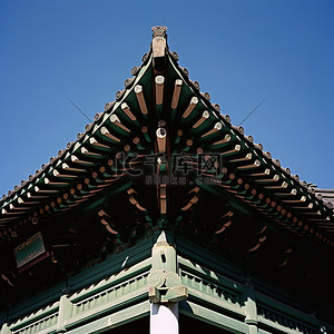 寺庙旅行背景图片_韩国寺庙或建筑物被包围