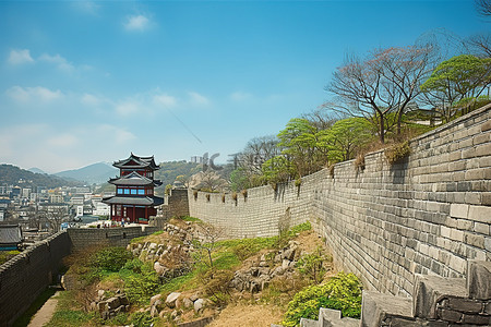 城堡垒背景图片_大邱洞 韩国王城 首尔