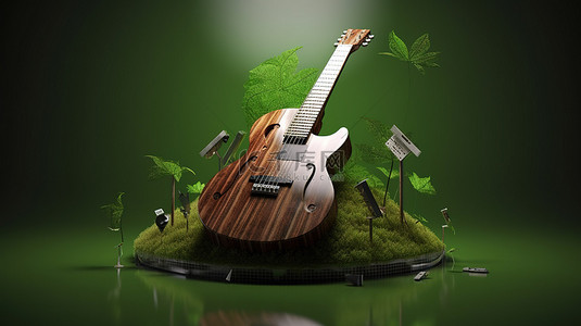 生态友好保护音乐会图标的 3D 渲染插图