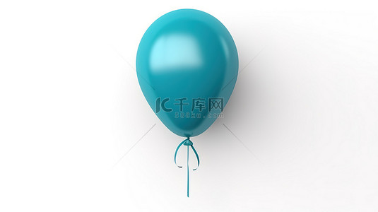 蓝色气球儿童背景图片_用蓝色乳胶材料在白色背景上隔离的快乐气球的 3D 渲染