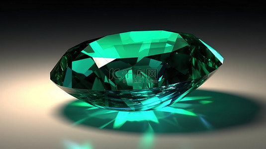 椭圆形祖母绿宝石的 3d 渲染