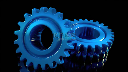 机械齿轮科技背景图片_3d 中孤立的蓝色塑料齿轮
