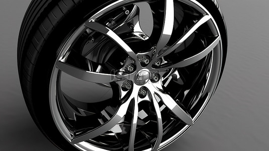 汽车黑金背景图片_创新概念汽车车轮的 3D 渲染