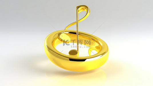 音符旋律背景图片_网页上孤立的 3D 渲染黄色音符