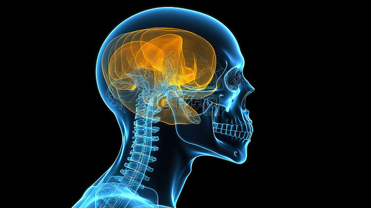磁共振扫描背景图片_人工智能机器人使用 3D 渲染来分析 X 射线图像的大脑断层扫描