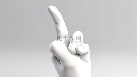 动画 3D 手指单独指向或单击白色背景