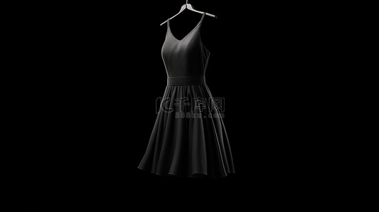 喜怒无常的 3D 表面上光滑的黑色面料连衣裙