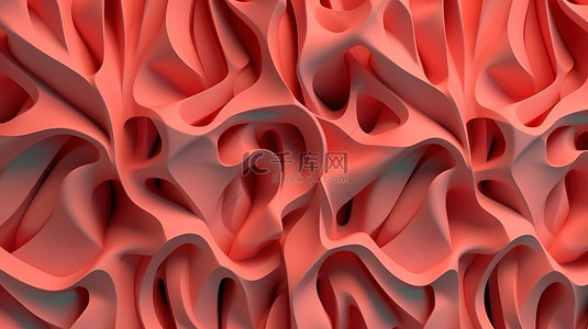 体积背景图片_活珊瑚 3D 插图复杂的体积无缝图案