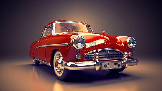 3d 渲染和插图永恒的红色经典车