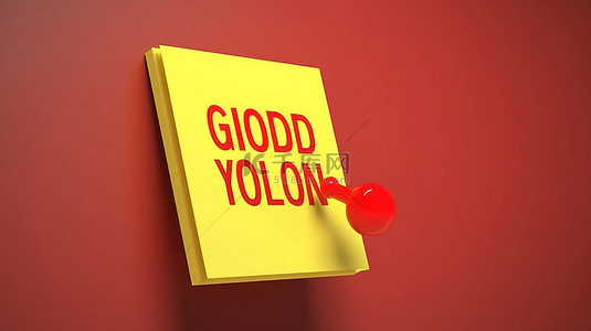 公告栏红色背景图片_卓越性能 3D 渲染黄色便签带红色图钉