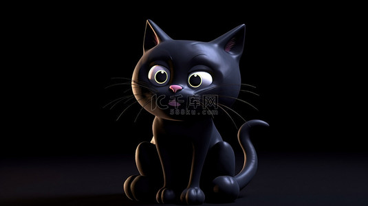 生活剪贴画背景图片_3D 黑猫角色将猫科动物现实主义带入生活