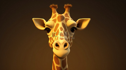 卡通哺乳动物背景图片_在 3d 渲染中描绘的幽默长颈鹿