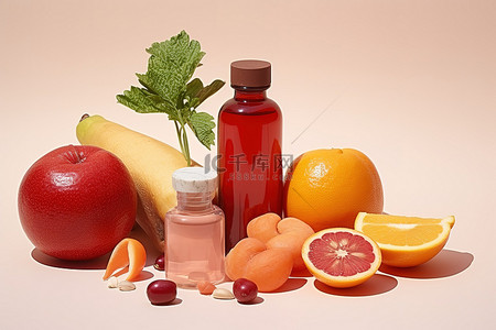一串串红辣椒背景图片_一瓶药以及蔬菜水果和水果