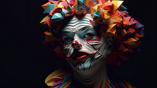 一个小丑背景图片_一个顽皮的抽象小丑的 3d 插图